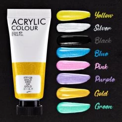 Craftamo Art & Home Metallic Acrylic Paint - 8 Glistening Acrylic Colors (Premium)