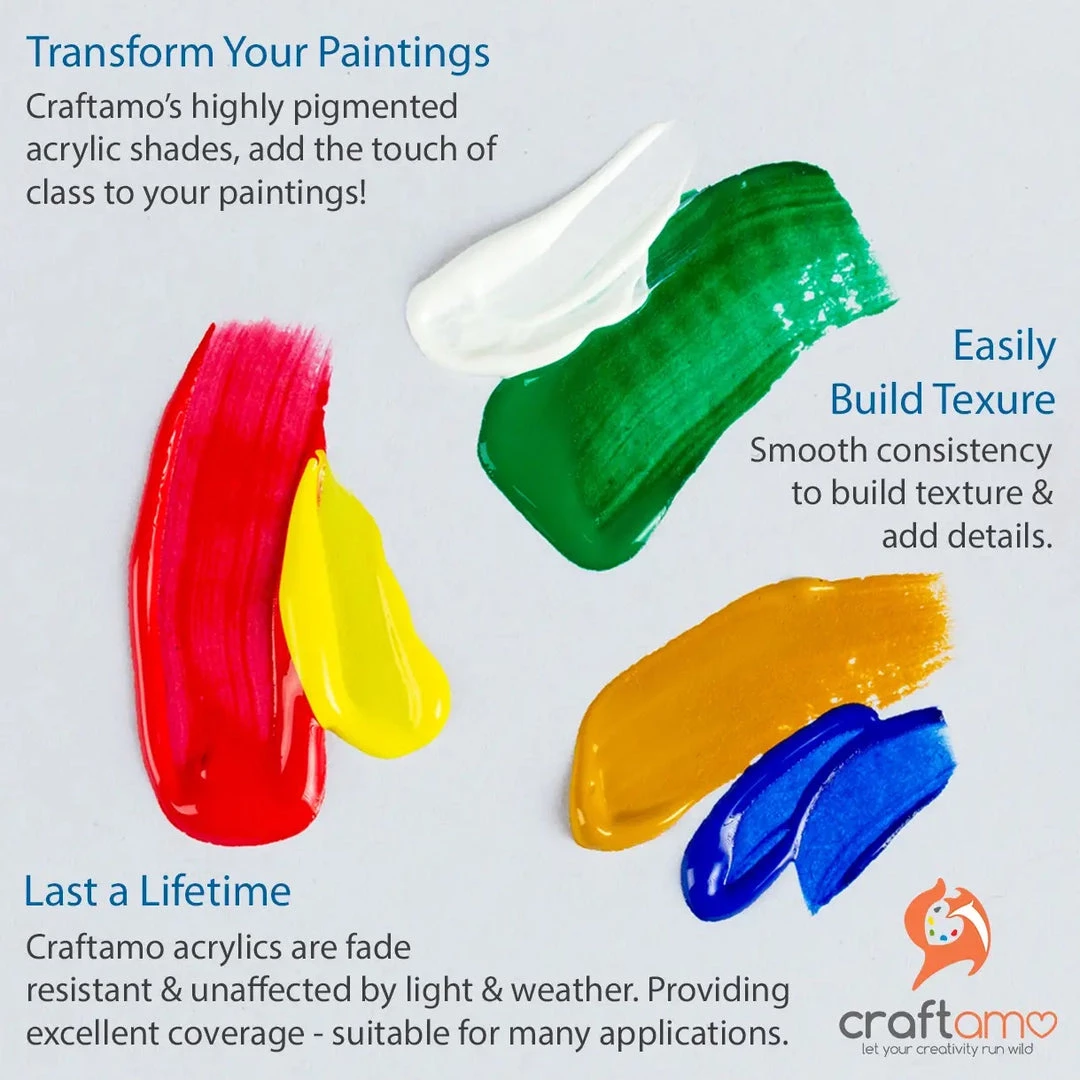 Craftamo Acrylic Paint Set- 12 Highly Pigmented Acrylic Colors (Premium) 5 Craftamo Acrylic Paint Set- 12 Highly Pigmented Acrylic Colors (Premium)