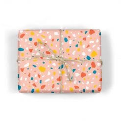 MELLOWWORKS Terrazzo Blush Gift Wrap Sheet Gift And Favor Supply