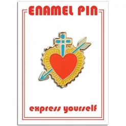 The Found Fun Stuff Sacred Heart With Cross Enamel Pin