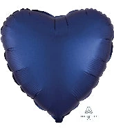 Anagram 18" Satin Luxe Navy Blue Heart