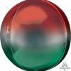 Anagram 16" Ombré Orbz™ Red & Green Balloons
