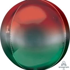 Anagram 16" Ombré Orbz™ Red & Green Balloons