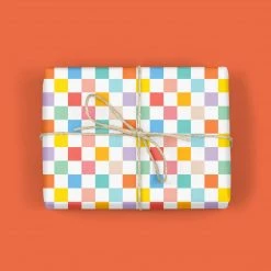 MELLOWWORKS Rainbow Checkerboard Gift Wrap Sheet Gift And Favor Supply