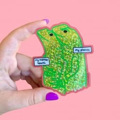 The Peach Fuzz Emotional Support Lizards Glitter Sticker Stickers
