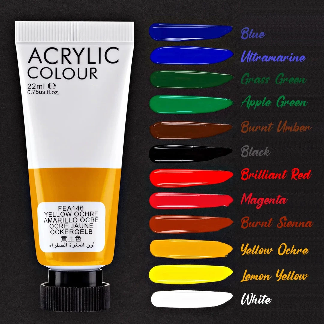 Craftamo Acrylic Paint Set- 12 Highly Pigmented Acrylic Colors (Premium) 4 Craftamo Acrylic Paint Set- 12 Highly Pigmented Acrylic Colors (Premium)