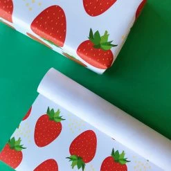 Paper Art Scissors Illustrated Strawberry Gift Wrap Sheet Gift Wrap Things