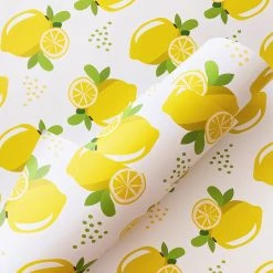Paper Art Scissors Illustrated Lemon Gift Wrap Sheet