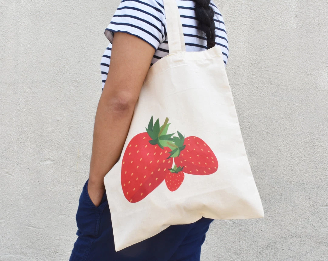 Paper Art Scissors Apparel Strawberry Tote Bag 3 Paper Art Scissors Apparel Strawberry Tote Bag