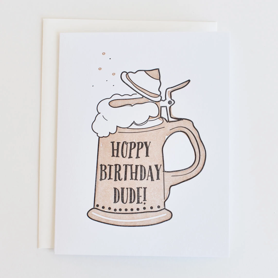 Inclosed Letterpress Co. Hoppy Birthday Dude Greeting Cards 3 Inclosed Letterpress Co. Hoppy Birthday Dude Greeting Cards