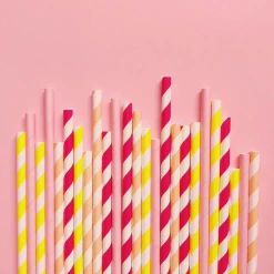 Bash Party Goods Lemon Slice Paper Straws - Mixed Pack