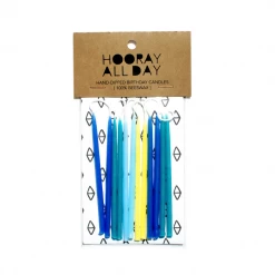 Hooray All Day 100% Beeswax Hand-Dipped Birthday Candles - Blues