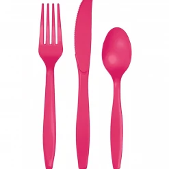 Party Art Community Hot Magenta Party Plastic Cutlery Set