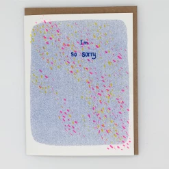 Loteria Press Greeting Cards I'm So Sorry Blue With Pink Yellow Dots Card