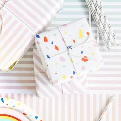 Knot & Bow Gift And Favor Supply Rainbow Chip + Gradient Stripe Double Sided Flat Wrap 8 Knot & Bow Gift And Favor Supply Rainbow Chip + Gradient Stripe Double Sided Flat Wrap