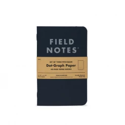 Field Notes Notebooks + Notepads Pitch Black Memo Book - Set Of 3 (Dot-Graph)