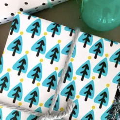 Hooray All Day Gift And Favor Supply Little Green Trees Wrapping Paper Sheet