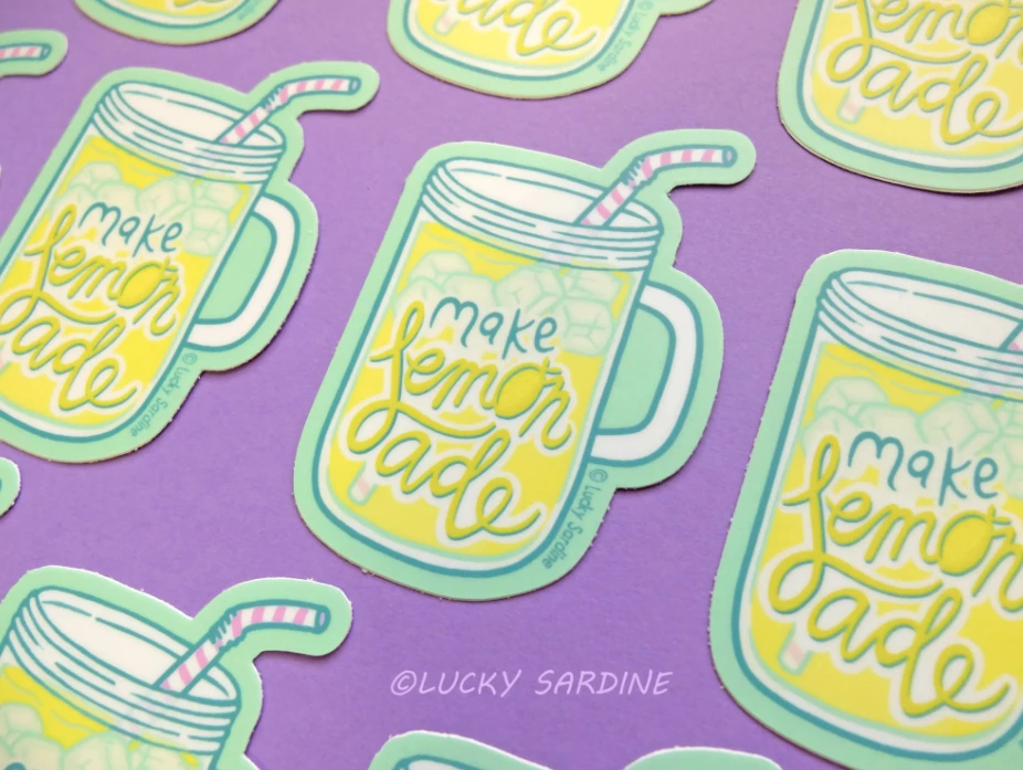 Lucky Sardine Make Lemonade Vinyl Sticker Stickers 4 Lucky Sardine Make Lemonade Vinyl Sticker Stickers