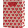 Paper Source Red Glitter Hearts On Kraft - Small Bag Gift And Favor Supply
