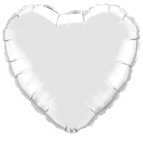 Qualatex 36" Metallic Silver Heart Balloons 3 Qualatex 36" Metallic Silver Heart Balloons
