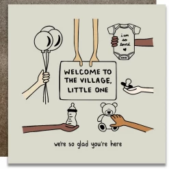 Kwohtations Cards Welcome To The Village, Little One Card