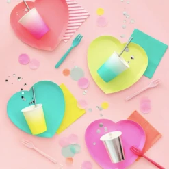 Oh Happy Day Party Shop Heart Plates - Neon Brights