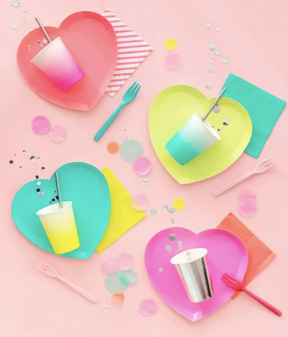 Oh Happy Day Party Shop Heart Plates - Neon Brights 4 Oh Happy Day Party Shop Heart Plates - Neon Brights