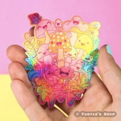 Turtle's Soup Happy Mushroom Psychedelic Vinyl Sticker (Holographic)