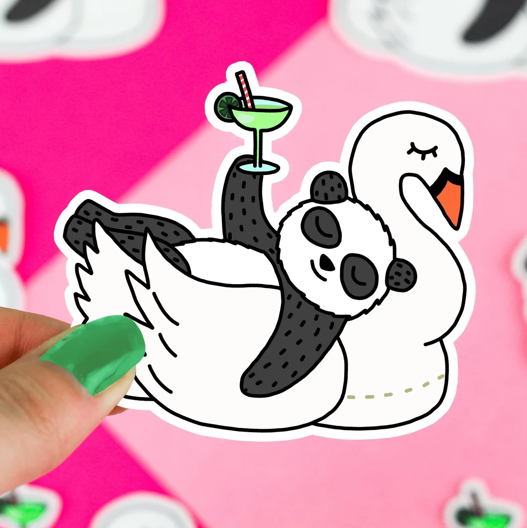 Turtle's Soup Pool Float Swan & Panda Vinyl Sticker 3 Turtle's Soup Pool Float Swan & Panda Vinyl Sticker