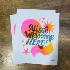 Ash + Chess All Are Welcome Here Risograph Print - 8x10 Inches Art & Home