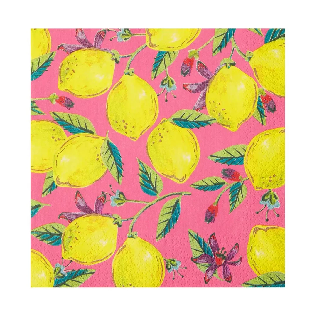 Talking Tables Boho Pink Lemon Paper Napkins - 20 Pack 3 Talking Tables Boho Pink Lemon Paper Napkins - 20 Pack