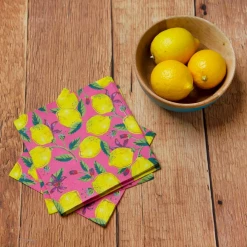 Talking Tables Boho Pink Lemon Paper Napkins - 20 Pack