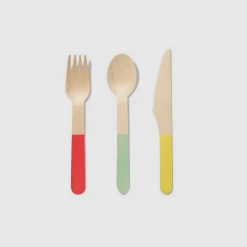 Coterie Party Supplies Tricolor Wooden Cutlery Set (30 Count)