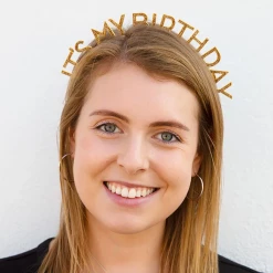 Talking Tables Gift And Favor Supply Luxe Gold 'It's My Birthday' Headband