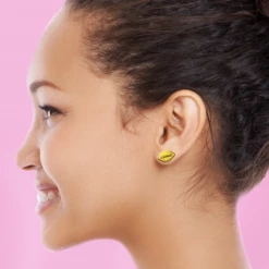 Solbeam Studio Beauty 22k Gold Plated Make Lemonade Enamel Stud Earrings