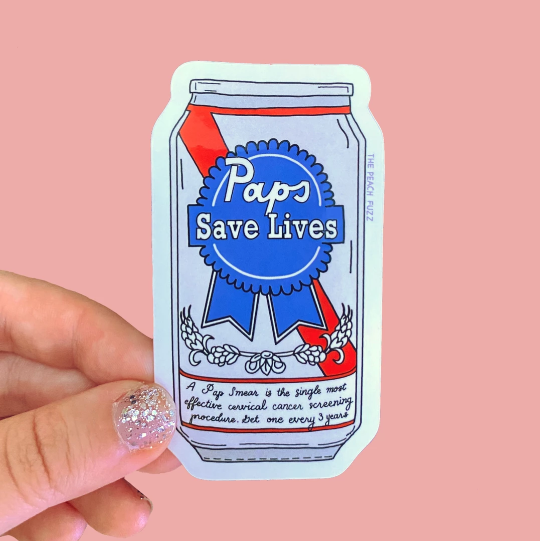 The Peach Fuzz Paps Save Lives Sticker 3 The Peach Fuzz Paps Save Lives Sticker