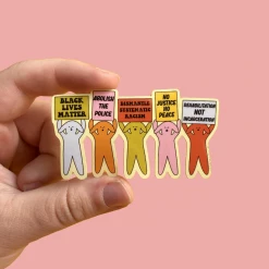 The Peach Fuzz Puppy Protest Sticker