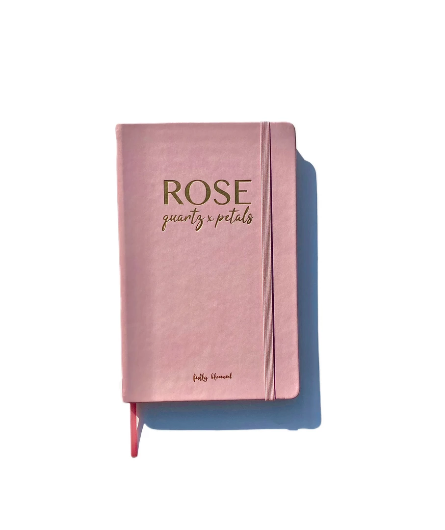 Fully Bloomed "Rose Quartz X Rose Petals" - Vegan Leather Journal Notebooks + Notepads 3 Fully Bloomed "Rose Quartz X Rose Petals" - Vegan Leather Journal Notebooks + Notepads