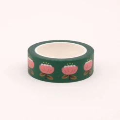 Clap Clap Snail Mail Poppy Floral Washi Tape - Deep Green