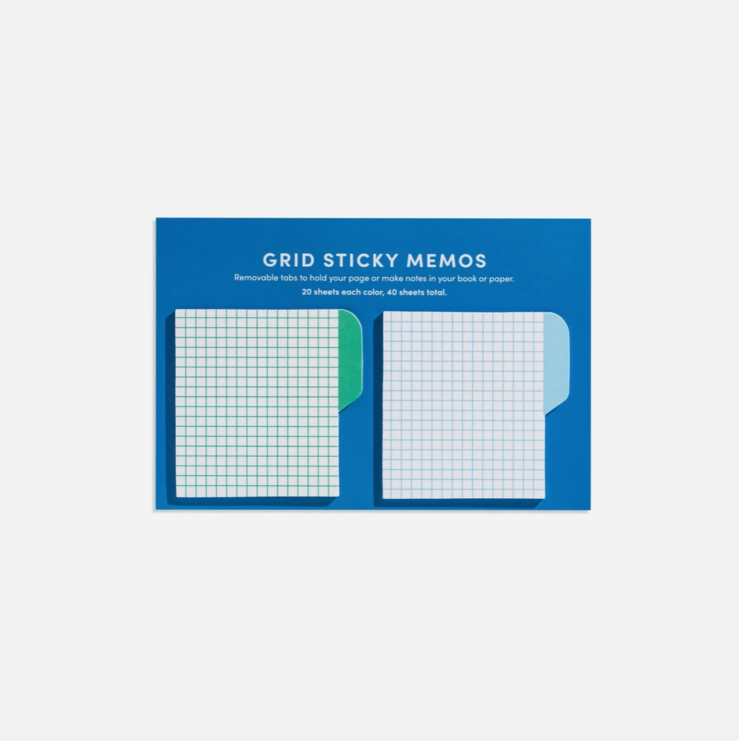 Poketo Snail Mail Grid Sticky Memos- Cool 3 Poketo Snail Mail Grid Sticky Memos- Cool