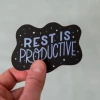 Free Period Press Rest Is Productive Vinyl Sticker Stickers