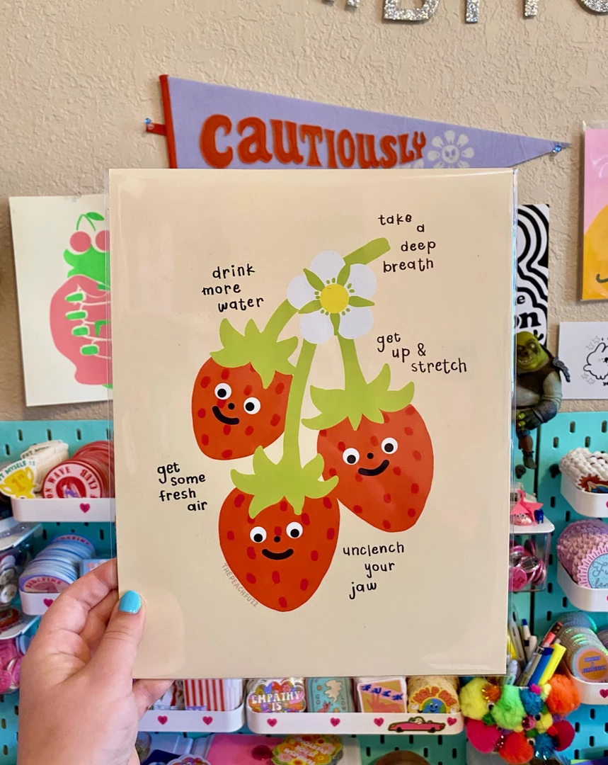 The Peach Fuzz Self Care Strawberries Print 3 The Peach Fuzz Self Care Strawberries Print