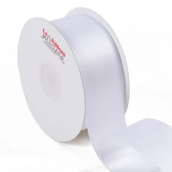 LA Ribbons & Crafts INC 1 1/2" Double Face Satin Ribbon 50 Yard Spool - White Gift And Favor Supply