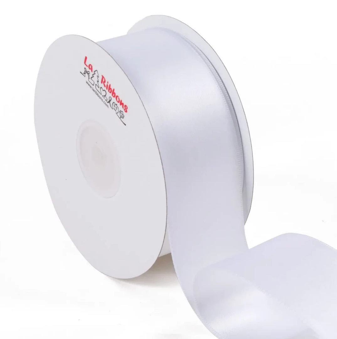 LA Ribbons & Crafts INC 1 1/2" Double Face Satin Ribbon 50 Yard Spool - White Gift And Favor Supply 3 LA Ribbons & Crafts INC 1 1/2" Double Face Satin Ribbon 50 Yard Spool - White Gift And Favor Supply