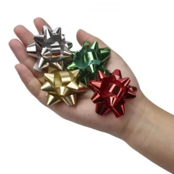 LA Ribbons & Crafts INC 2" Christmas Star Gift Bow Bundle-Red/Gold/Green/White 12pcs Gift And Favor Supply