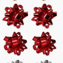 LA Ribbons & Crafts INC 2" Christmas Star Gift Bow Bundle-Red/Gold/Green/White 12pcs Gift And Favor Supply