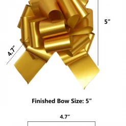 LA Ribbons & Crafts INC 5" Pull Bow - Gold Gift And Favor Supply