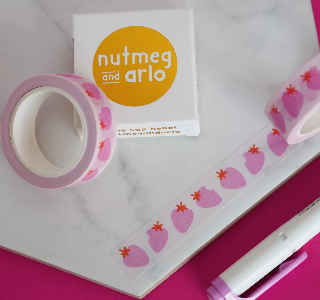Nutmeg And Arlo Yummy Strawberries Washi Tape Snail Mail 3 Nutmeg And Arlo Yummy Strawberries Washi Tape Snail Mail