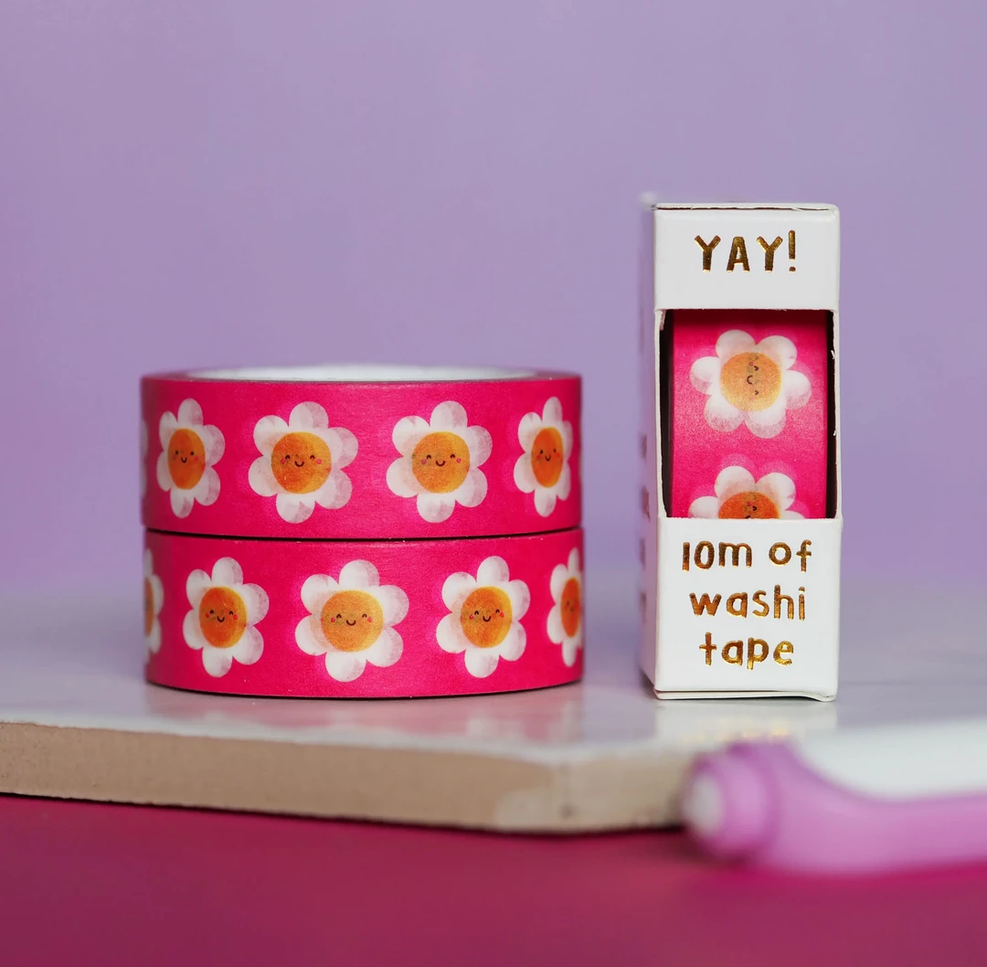 Nutmeg And Arlo Pink Daisies Washi Tape Snail Mail 3 Nutmeg And Arlo Pink Daisies Washi Tape Snail Mail