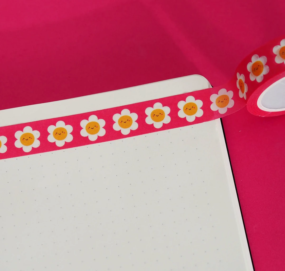 Nutmeg And Arlo Pink Daisies Washi Tape Snail Mail 5 Nutmeg And Arlo Pink Daisies Washi Tape Snail Mail